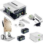 Festool Akku Tischkreissäge CSC SYS50 EBI-Basic, mit Untergestell und 2x18 V Akku, präzise Parallelschnitte bis 280 mm