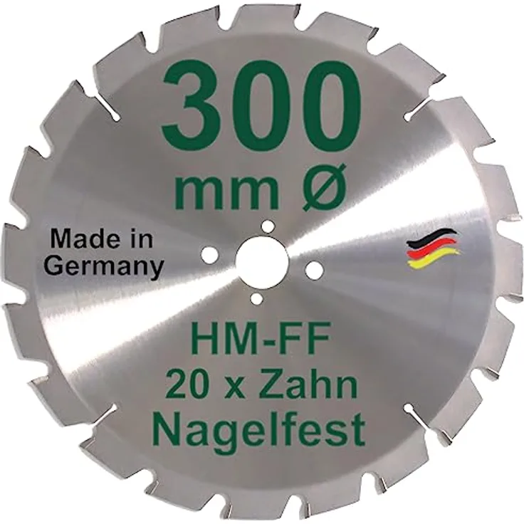 HM Sägeblatt 300 x 30 mm NAGELFEST FF Hartmetall Kreissägeblatt 300mm für Bauholz Brennholz Schalholz Leimholz zum Sägen mit Wippsäge Tischkreissäge Kreissäge Kappsäge Brennholzsäge Tischsäge