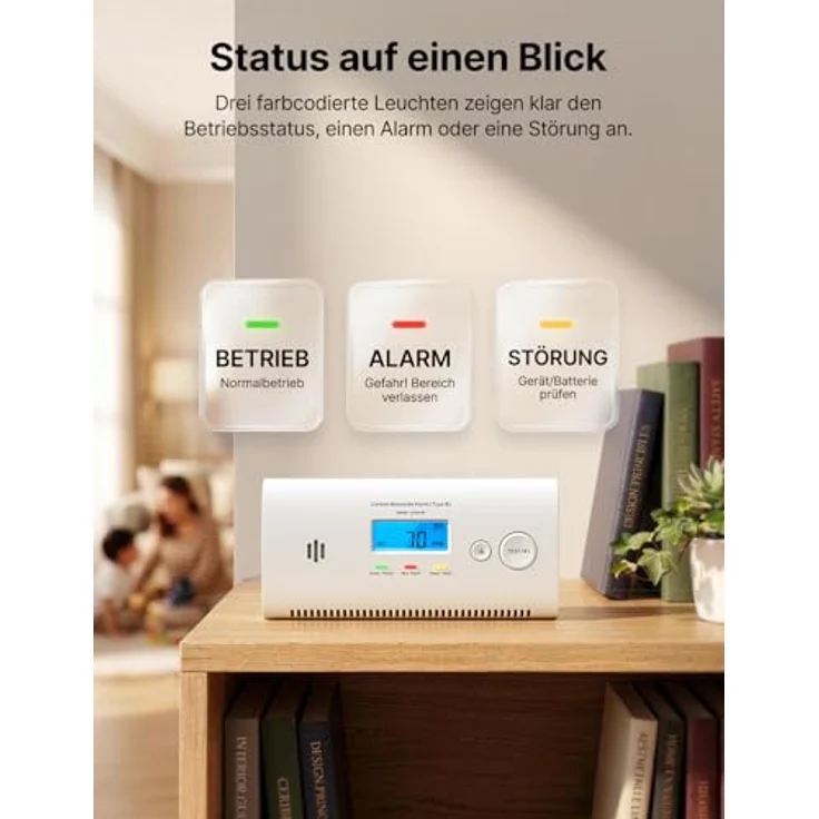 X-Sense Tragbarer Kohlenmonoxidmelder mit LCD, XC0N-SR, für Wohnmobil und Boot, flexible Platzierung, 3 LED-Anzeigen – Bild 5