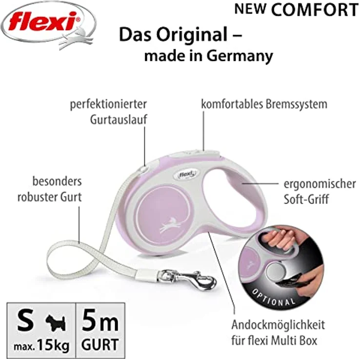 flexi New Comfort Hundeleine, 5 m, Rosa CF10T5.251.RO.20 blau small – Bild 2