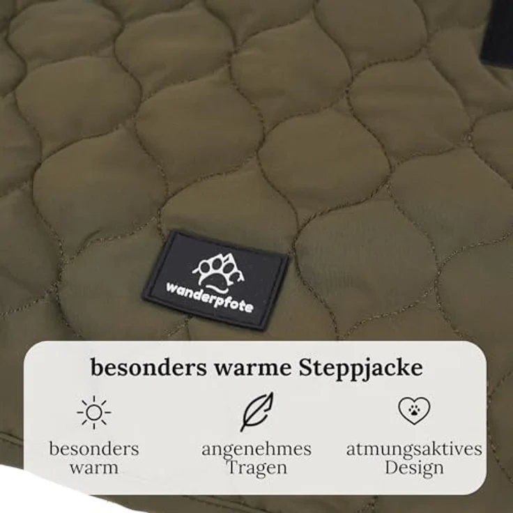 Wanderpfote Hundejacke in Grün, Steppjacke für Hunde - besonders Warm & Hochwertig – Bild 3
