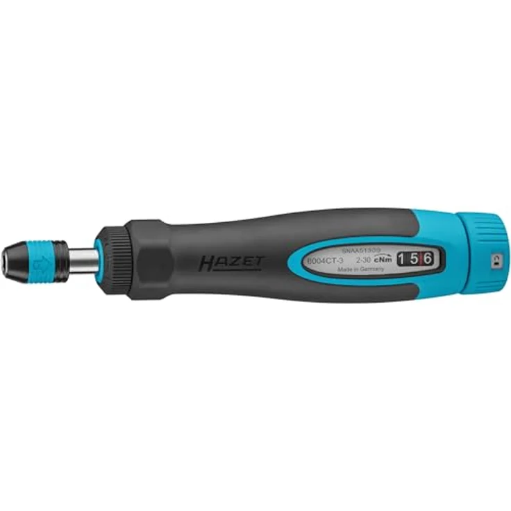 Hazet Drehmomentschraubendreher 6004CT-3, 1/4" mit Standardgriff, 0,02-0,3 Nm, 6% Genauigkeit, 196 mm Länge, umschaltbar rechts/links, Freilaufmechanismus – Bild 1