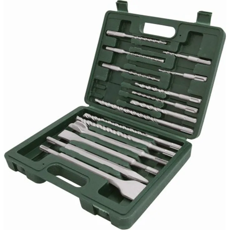 Silverline SDS-Plus-Steinbohrer und -Meißel 15-tlg. Set im robusten Formkoffer, inkl. 110mm, 160mm und 260mm Bohrergrößen