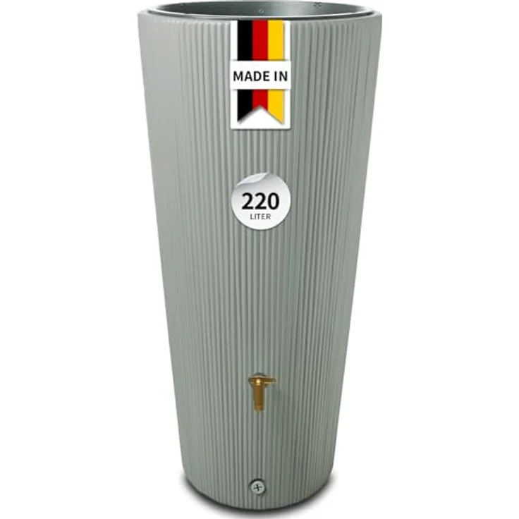 4rain Regentonne 4rain Regenspeicher Vaso 2 in 1 Decor 220 L agave, Stylisch gestalteter Regenspeicher mit Pflanzschale und 220 Liter Speichervolumen, in grüngrauer Farbe – Bild 1
