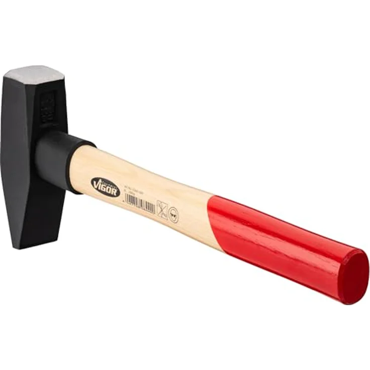 ViGOR Schlosserhammer V2662-1000 1000g Hammerkopf, Hickoryholzgriff mit Gummi-Schlagschutz, Länge 360 mm – Bild 4