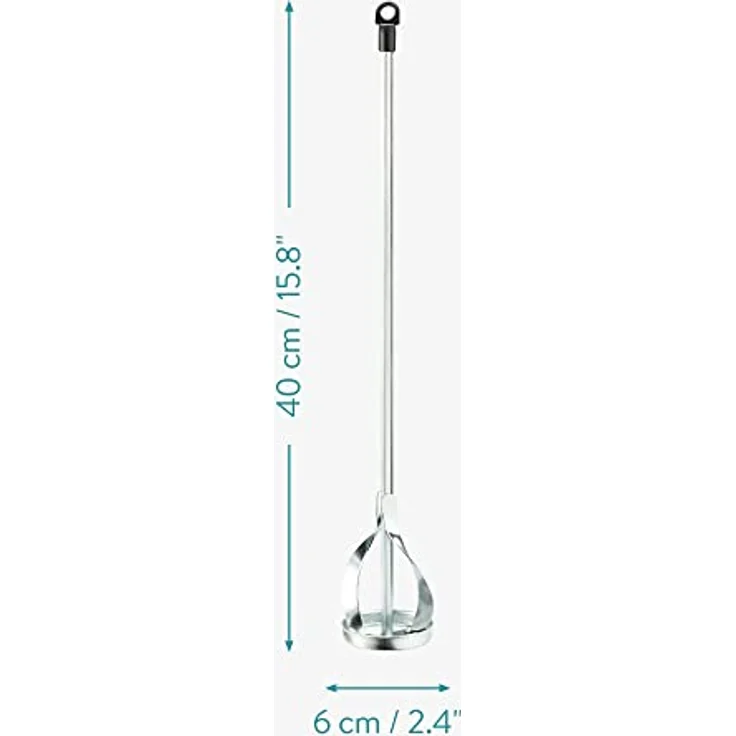 Navaris Rührstab Bohrmaschinen Paint Mixer - Quirl 6x40cm aus Stahl - Mörtelrührer für Farbe Lack Lasuren - Bohrmaschinen Farbrührer verzinkt - klein – Bild 5