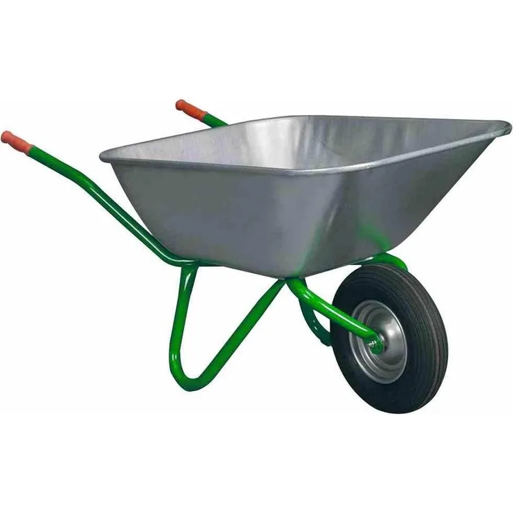 Mefro Schubkarre Bully 140, gelb/grün, Traglast: 250 kg, verzinkte Mulde, wartungsfreies Kugellager, stabile Wandstärke 1,25 mm