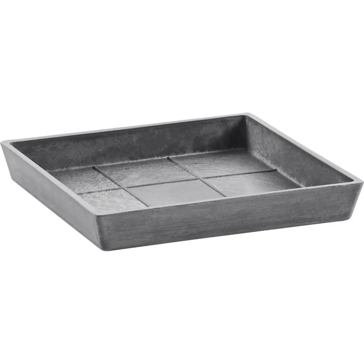 ECOPOTS Blumentopfuntersetzer SQUARE SAUCER Grey, aus Recyclingkunststoff, bruchsicher und UV-beständig