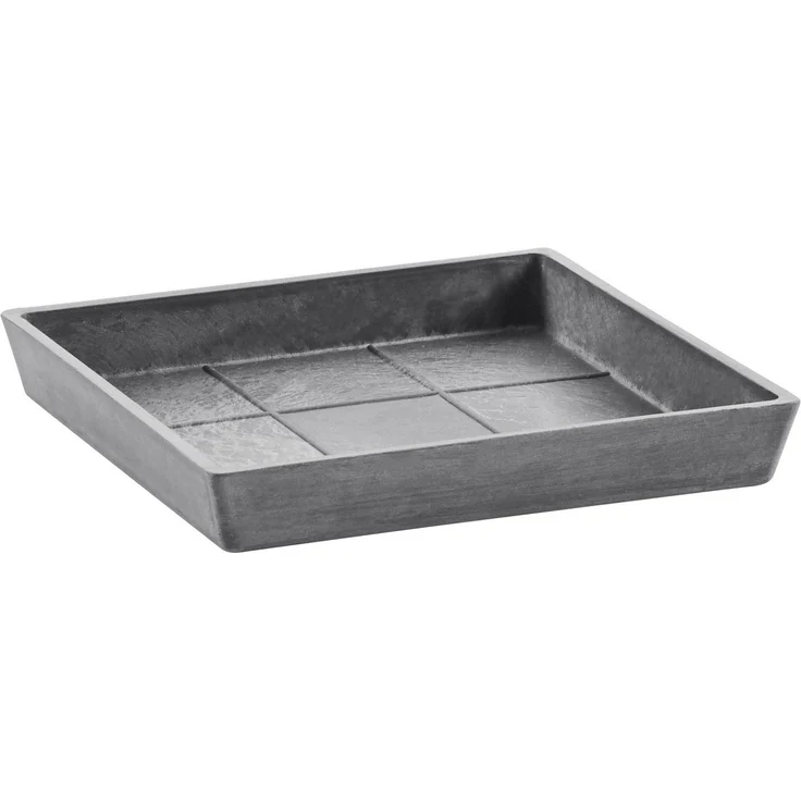 ECOPOTS Blumentopfuntersetzer SQUARE SAUCER Grey, aus Recyclingkunststoff, bruchsicher und UV-beständig