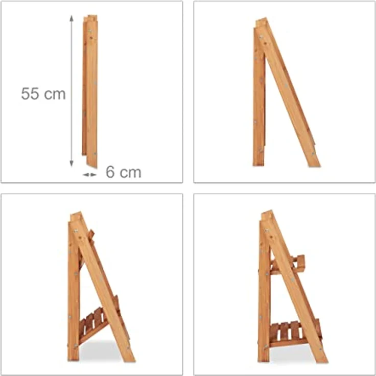 relaxdays Blumenständer Blumentreppe aus Holz, M - Mehrstöckige Blumenetagere für Ihre grünen Schätze, Tannenholz, Indoor-Nutzung, platzsparend zusammenklappbar – Bild 7