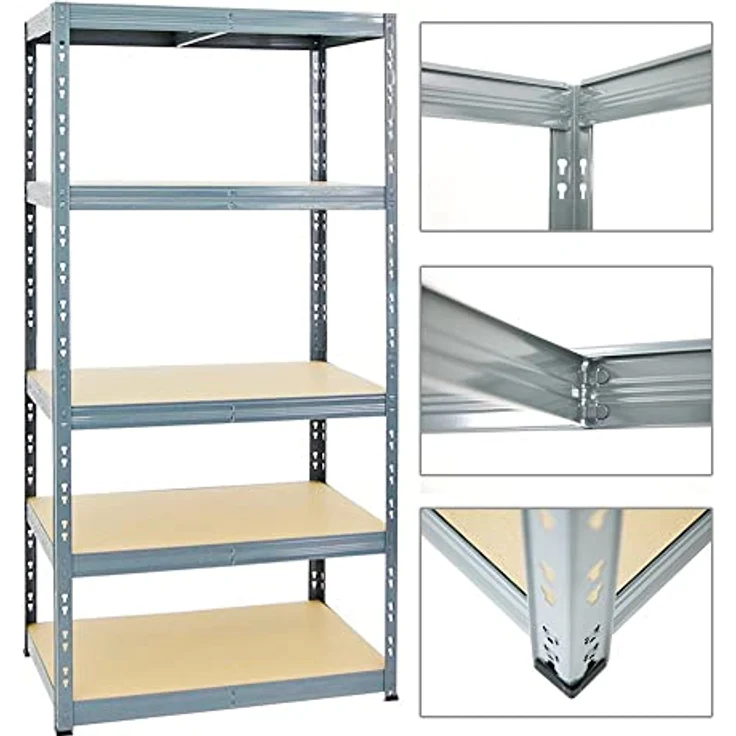 Proregal Schwerlastregal Tiger, 180x90x60 cm, 5 Böden, Traglast 265 kg pro Boden, Grau – Bild 4