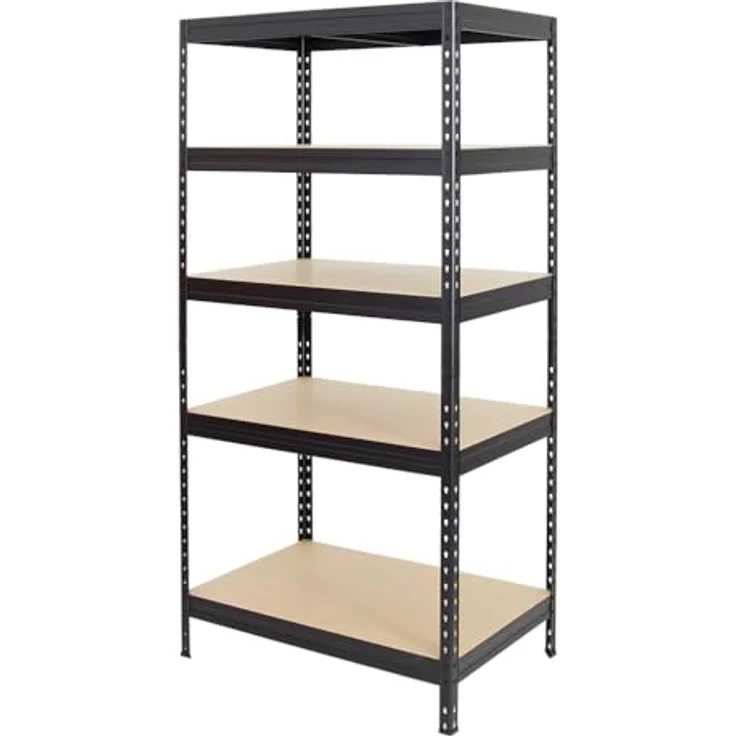 Proregal Schwerlastregal Rivet, 180 x 90 x 60 cm, 5 Böden, Traglast 250 kg pro Boden, Schwarz – Bild 7