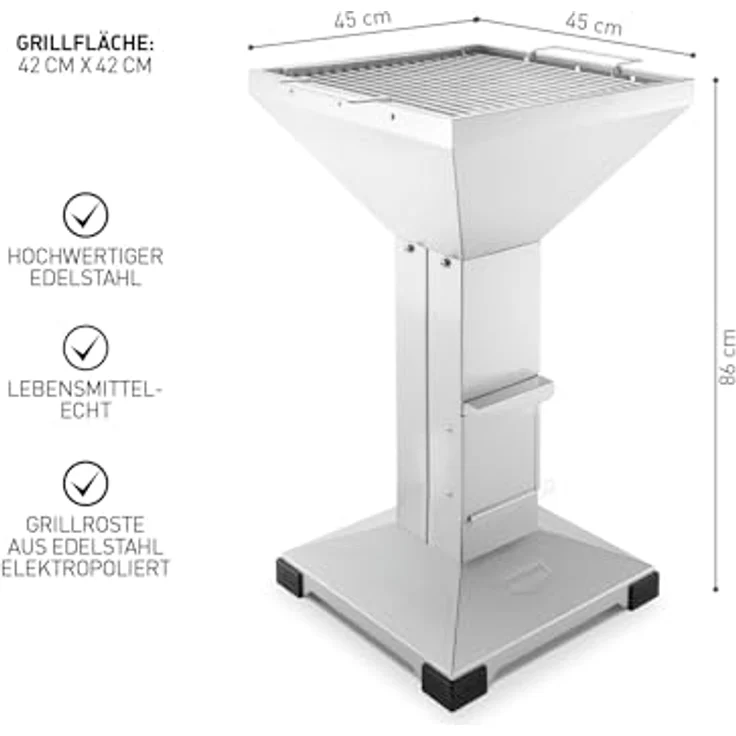 Thüros T3 Säulengrill (TKE42) Holzkohlegrill, für 4-5 Personen, Grillfläche 42 x 42 cm – Bild 3