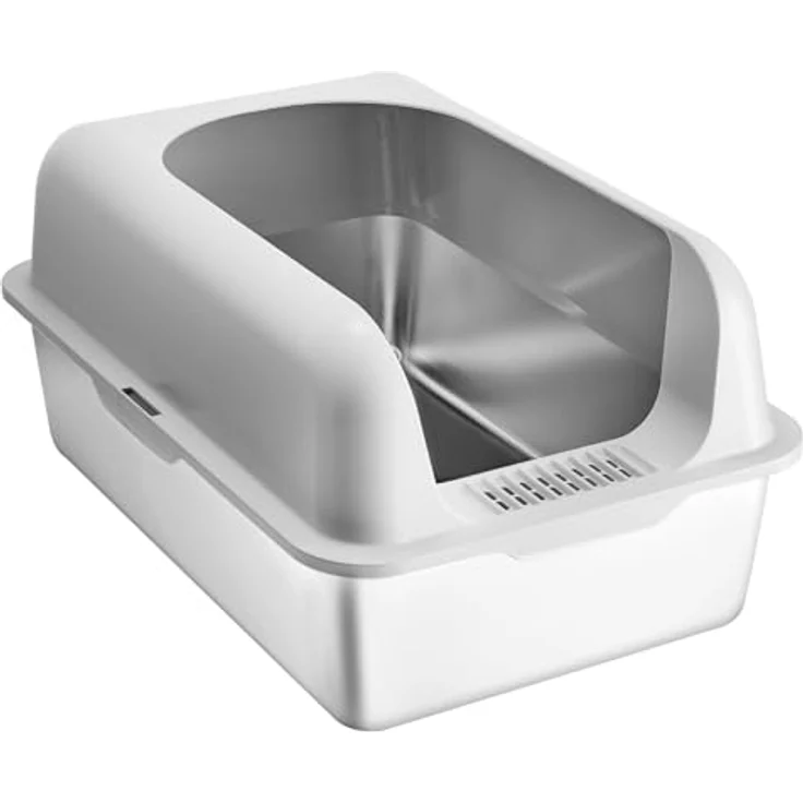 VEVOR Katzentoilette, 6 Zoll tief, XL extragroß, Edelstahl mit Schaufel, geruchsfrei, leicht zu reinigen, schwarz – Bild 4