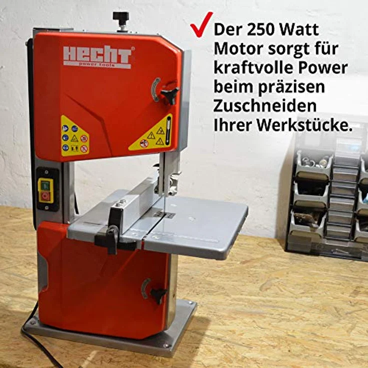 HECHT Bandsäge HBS 250, 250 Watt für präzise Schnitte in Holz und Metall, max. Schnitthöhe 85 mm, Schnittbreite 195 mm, 1400 mm Band, mit Führungsschiene und Parallelanschlag – Bild 3