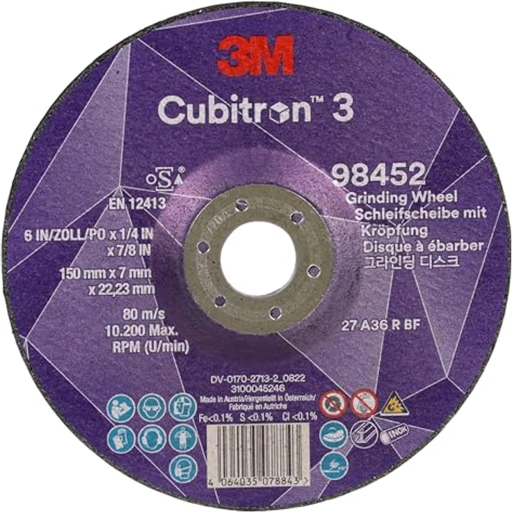 3M Cubitron 3 Schruppscheibe, 98452, 36+, T27, 150 mm x 7 mm x 22,23 mm, EN, 10/Pack – Bild 1