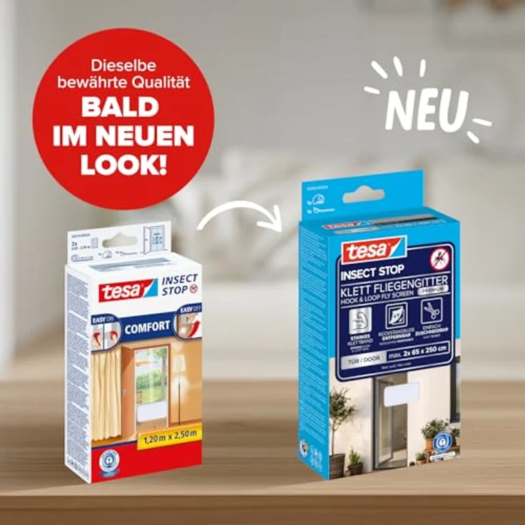 tesa Fliegengitter COMFORT für Türen, 2 x je 0,65 m x 2,50 m 4042448858849 – Bild 3