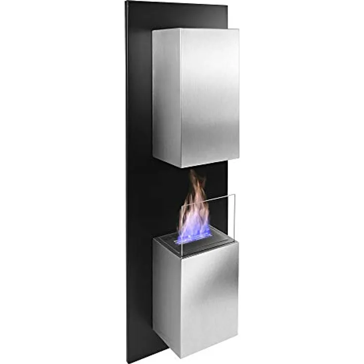 RS Trade® Exclusive Kreta Bioethanol Heizung Indoor Wandkamin Tischkamin Standkamin Ofen Edelstahl Deko Feuerstelle Feuersäule Feuerkorb, Umweltfreundliches Bio-Ethanol, Hochwertiges Material, Kein Schornstein nötig, Inkl. Wandaufhängung, Kostenfreie Retouren