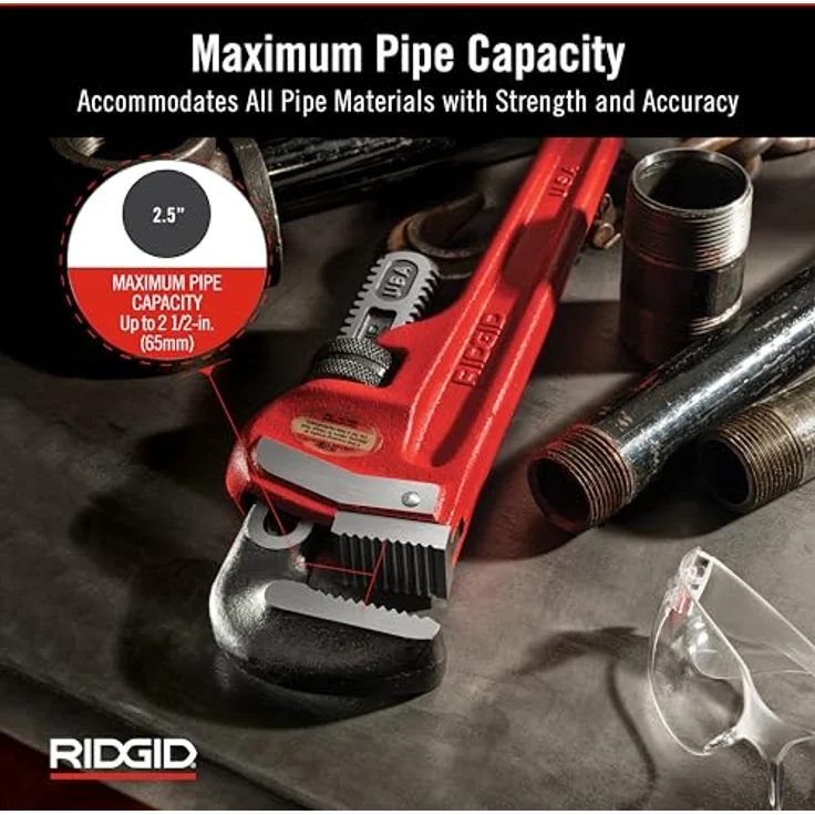 RIDGID 31025 Modell 18'' gerade Rohrzange für schwere Beanspruchung, 18'' Sanitär-Schraubenschlüssel – Bild 4