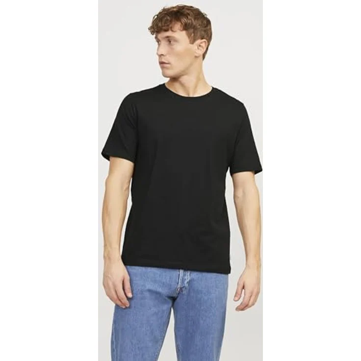 Jack & Jones Herren Organic Basic Shirt Multipack, 5 Stück, Schwarz, Weiß, Blau, Rundhalsausschnitt, Größe XXL – Bild 8