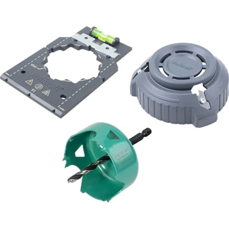 Wolfcraft 5897000 Bohrkronen-Set 3-tlg. für Hohlwanddosenmontage, inkl. Carbonstahl-Lochsäge Ø 68 mm und Lochrandsenker – Bild 1