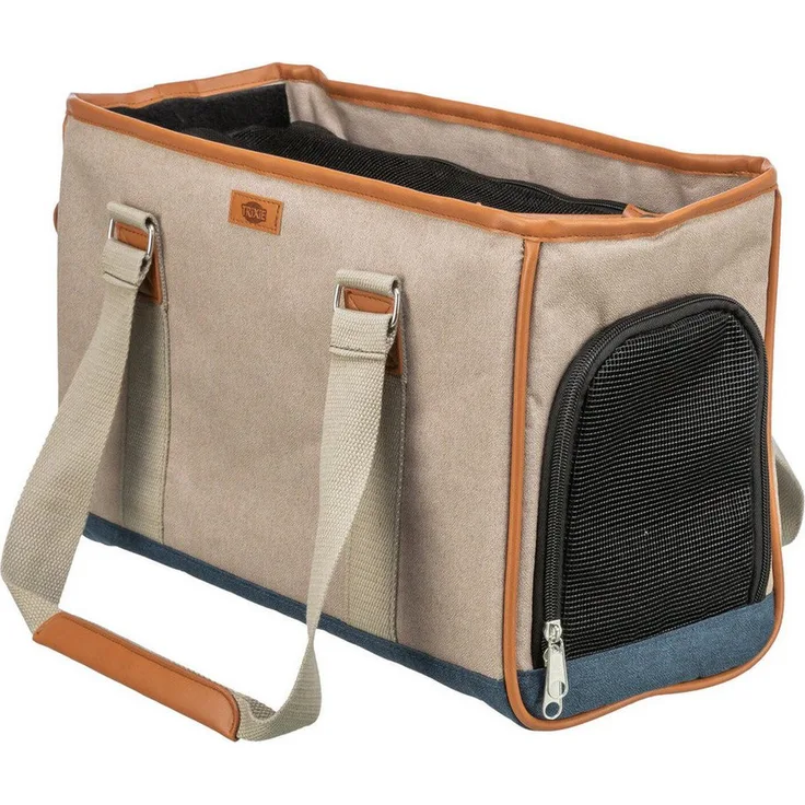 TRIXIE Hunde-Tasche Elisa, transportable Tiertransporttasche in sand mit gepolsterter Ausstattung und integrierter Kurzleine