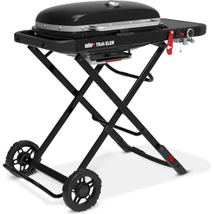 Weber Traveler Gasgrill (2026), Tragbares klappbares Design mit Rädern, 1 Brenner, 2065 cm² Grillfläche, Schwarz – Bild 2