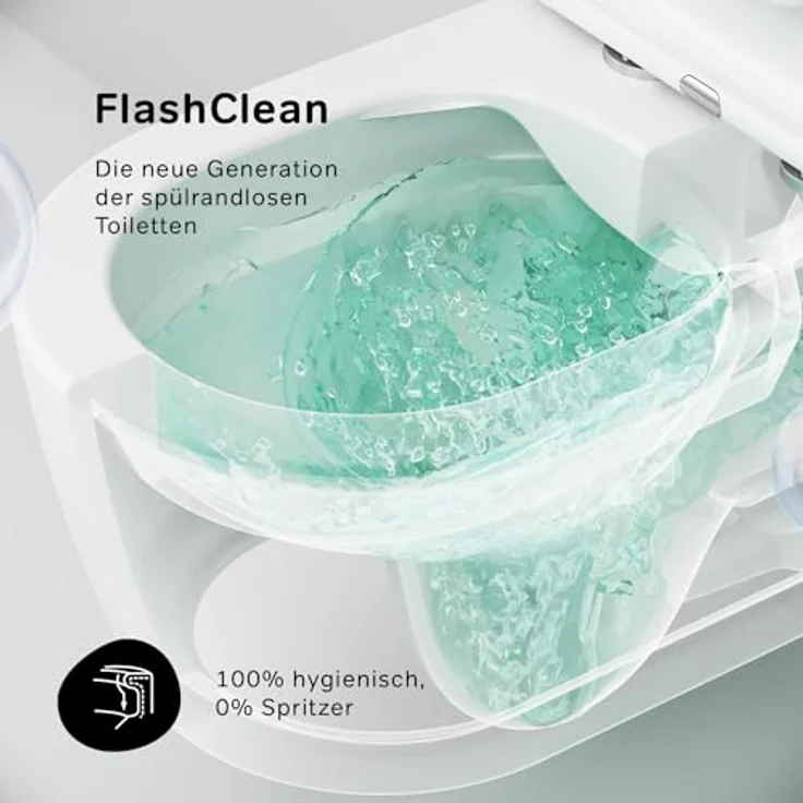 Spülrandloses Hänge-WC mit SoftClose-Deckel - Wand-WC Spülrandlos FlashClean aus Keramik, Hängetoilette ohne Spülrand, WC-Sitz mit Absenkautomatik, Toilette für Gäste-WC, AM.PM Func CFA1700SC, Weiß – Bild 4