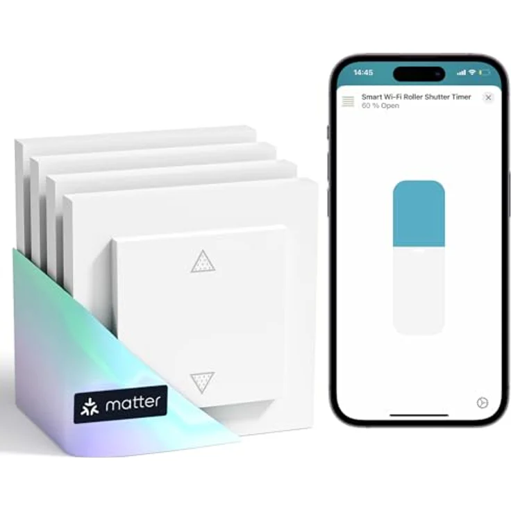 Meross Matter Smart Rolladenschalter WLAN 55x55mm, Jalousieschalter für Smart Home, kompatibel mit Apple HomeKit, Alexa und Google Home, präzise Steuerung von 1%-100%, Neutralleiter erforderlich – Bild 1