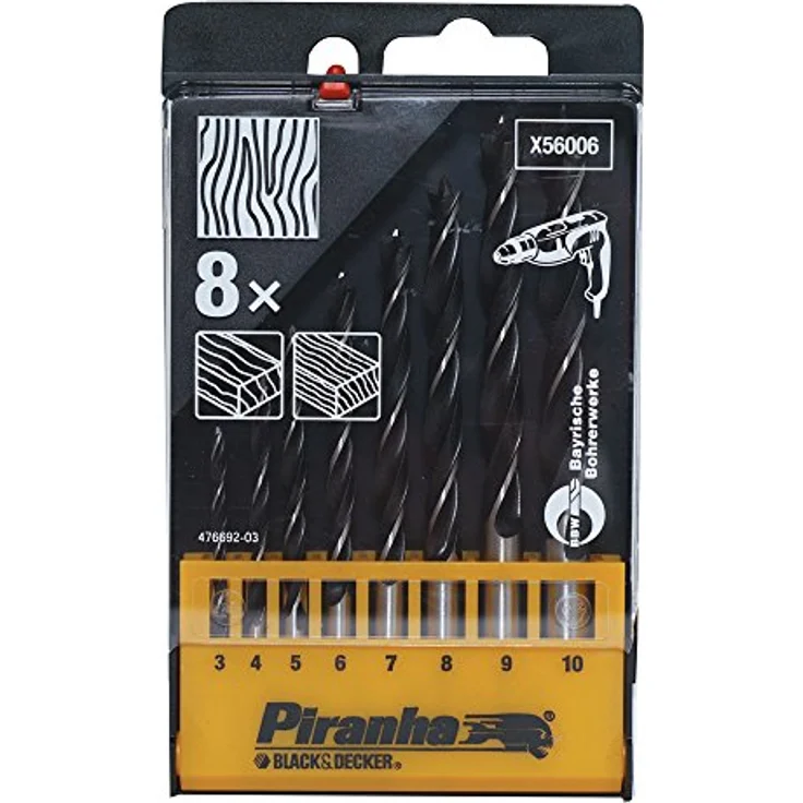 Piranha X56006-QZ - 8teiliges Holzbohrer Set, auch für Harthölzer, Black + Decker Piranha – Bild 2