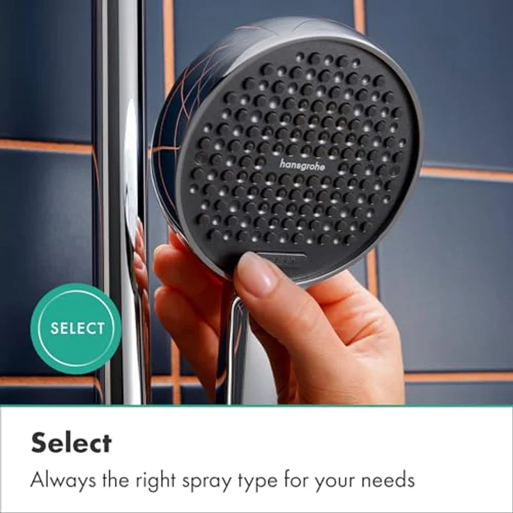 hansgrohe Activera Select S Duschkopf, 2 Strahlarten, Chrom und Graphit, EcoSmart, für Durchlauferhitzer geeignet – Bild 4