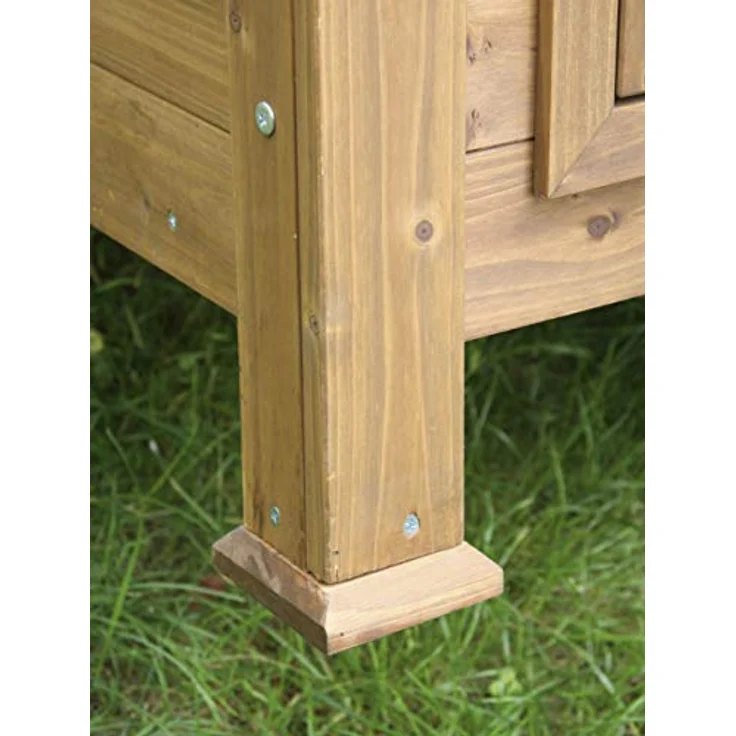 Kerbl Kleintierstall für Hühner oder Kaninchen, Holz mit Schutzfarbe lasiert, Wetterbeständiges Bitumendach mit Öffnung, Verzinkte Wannen, 105 x 100 x 108 cm – Bild 3