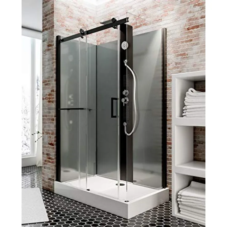 Schulte EP581123 Wellnesskabine Korsika, 120 x 80 cm, 6 mm Sicherheits-Glas klar hell, Profile schwarz, Rückwände grau, Duschwanne weiß - Preisvergleich