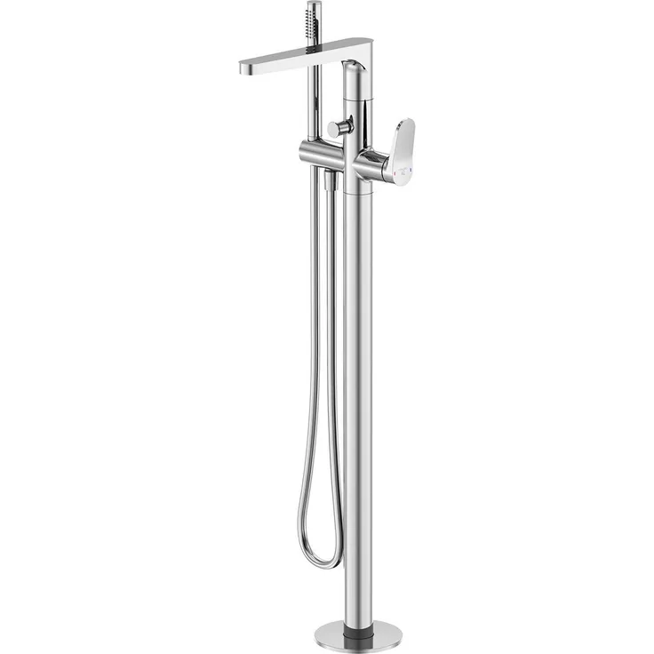 Steinberg Serie 340 Wannenarmatur, freistehend, für UP-Einbaukörper, Chrom-Oberfläche, Ausladung 220mm, Höhe 927mm, inkl. Handbrause