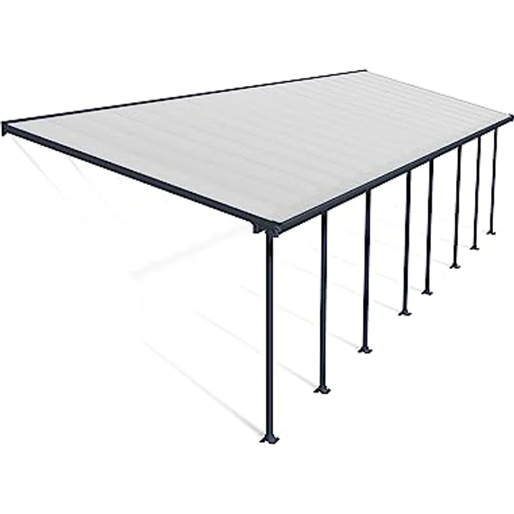 Palram Canopia Feria Terrassenüberdachung 3x10.35 m, Aluminium mit Polycarbonat Hohlkammerplatten, grau, UV-geschützt, montagefertig – Bild 1