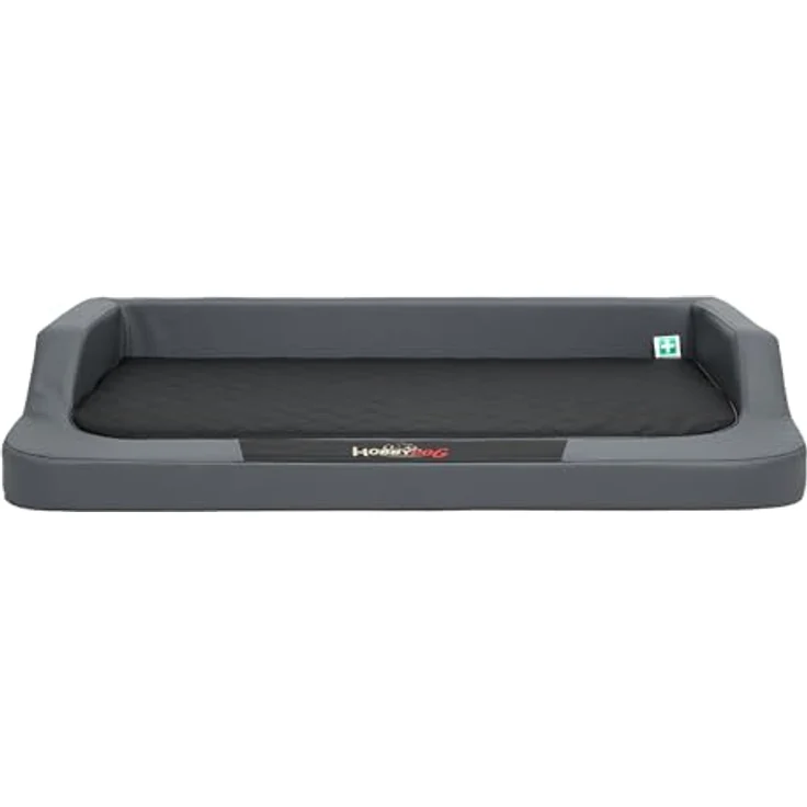 Hundebett für kleine, mittelgroße und Grosse Hunde - orthopädische Hundesofa mit Memory Foam - Ergonomisches Hundekissen - Hundeliegen aus Kunstleder - Bezug abnehmbar & waschbar - S - Grau/Schwarz – Bild 1