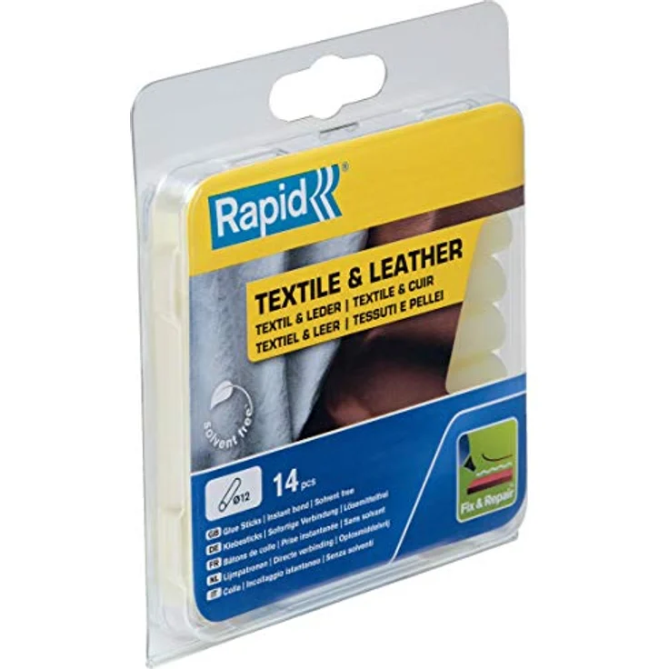 Rapid Heißklebesticks für Textil und Leder, 14 Sticks 94mm Länge, Spezialkleber, Klebesticks für Klebepistole 11mm, 12mm – Bild 5