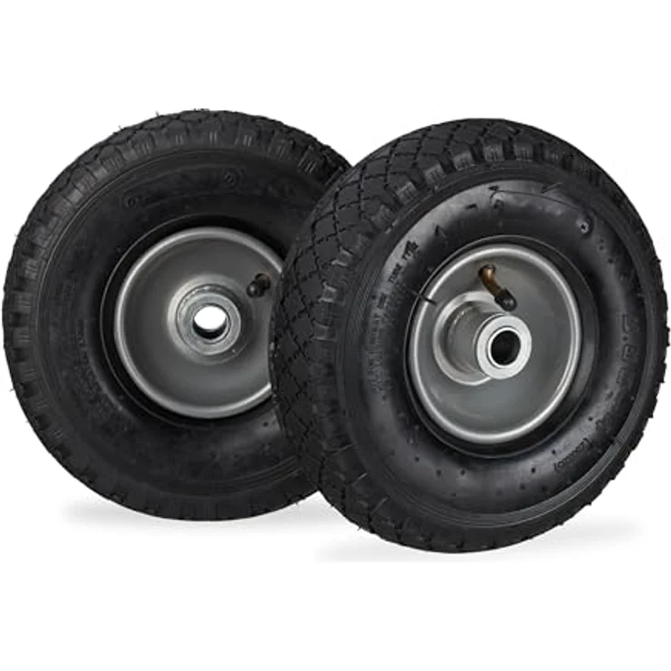 Sackkarrenrad 3.00-4, 2er Set, luftbereift, bis 100 kg, 260 x 85 mm, Ersatzrad mit Stahlfelge, schwarz-grau – Bild 2