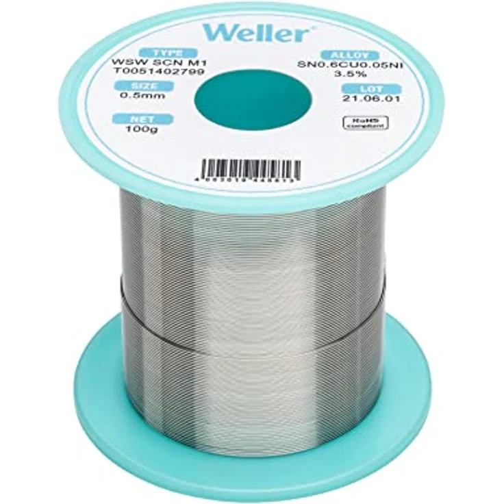 Weller Lötdraht, 0.5mm, Sn99.3-Cu0.6-Ni0.05, 100g (T0051402799) – Bild 1