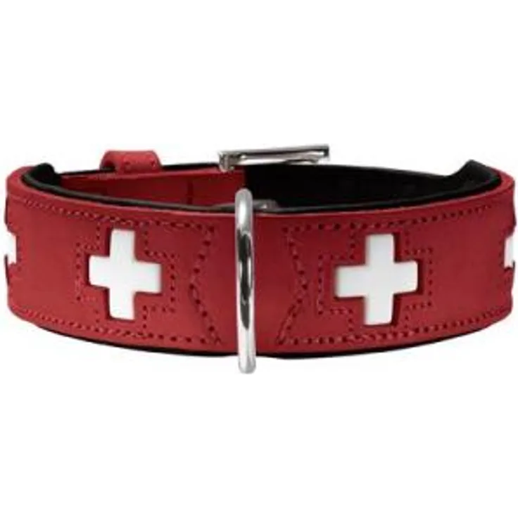 Hunter Hunde-Halsband Swiss rot-schwarz M-L