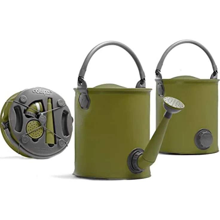 Colapz Faltbare Gießkanne und Eimer Perfekt für Outdoor, Camping und Wohnwagen- Oliv grün