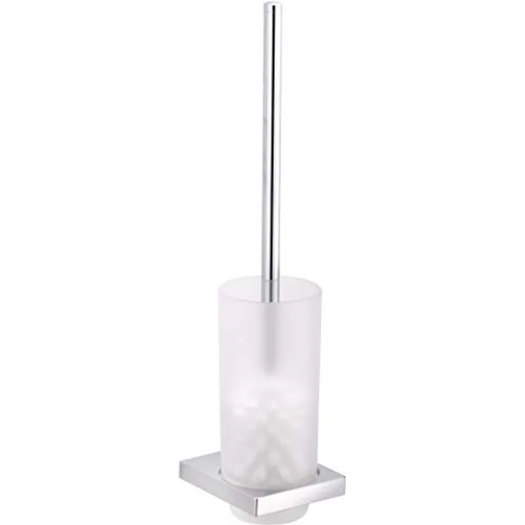 KEUCO Toilettenbürsten-Garnitur aus Kristall-Glas matt und Metall chrom, Wandmontage, WC-Bürste mit Halterung für Bad und Gäste-WC, Edition 11