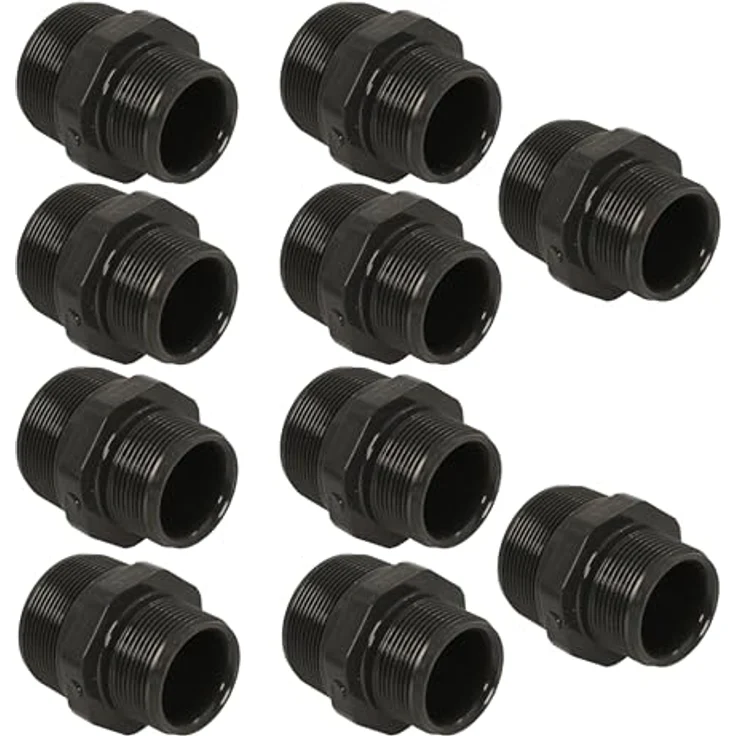 HAF Doppelnippel 10x PVC Fittings, 2" x 1 1/2" Außengewinde | graues PVC | PN16 für Verrohrung – Bild 1