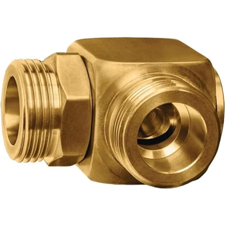 GEKA Plus Winkeldreharm 90Gr. 1" aus Messing, Ersatzteil für automatische Schlauchaufroller, tropffreie Verbindung, einfache Montage
