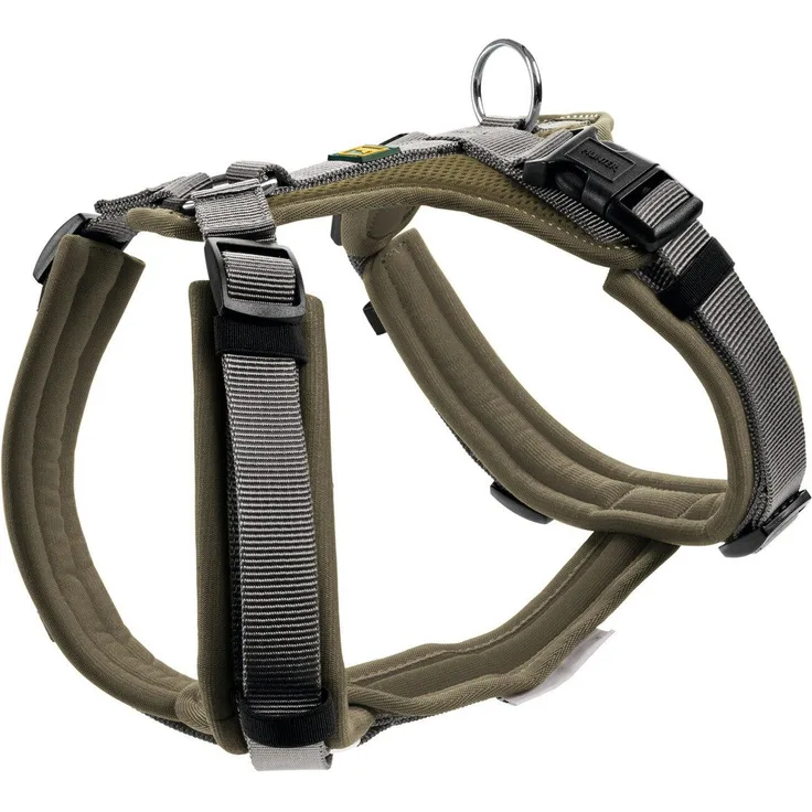 Hunter Tierbedarf Hunde-Geschirr Maldon Up oliv/grau, Reflektierendes 3M Scotchlite Material, verlängerter Unterbruststeg, vierfache Verstellmöglichkeit