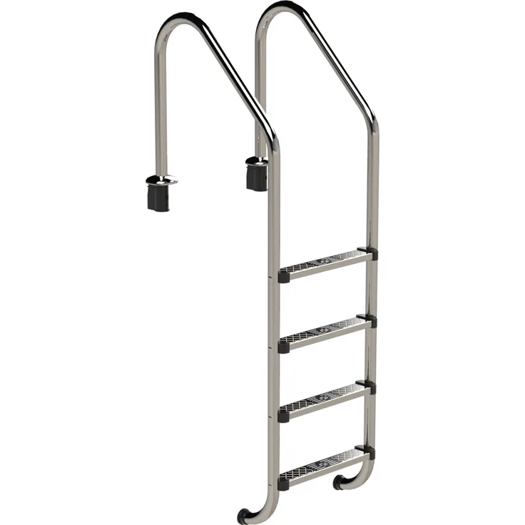 Eichenwald Modell 56 Tiefbeckenleiter, Edelstahl V2A, 4 Stufen, 1224mm Leiterlänge, max. Tragkraft 120 kg, weite Ausladung