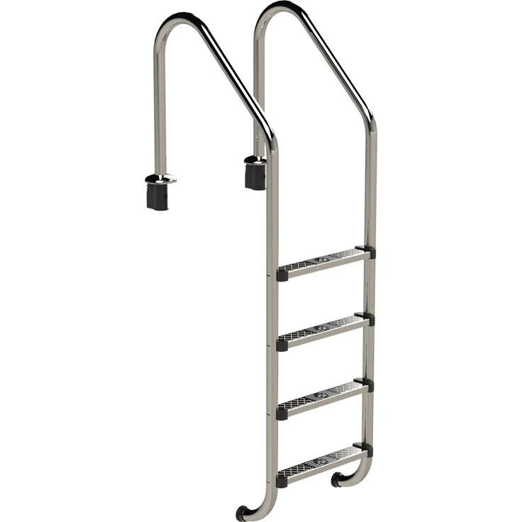 Eichenwald Modell 56 Tiefbeckenleiter, Edelstahl V2A, 4 Stufen, 1224mm Leiterlänge, max. Tragkraft 120 kg, weite Ausladung