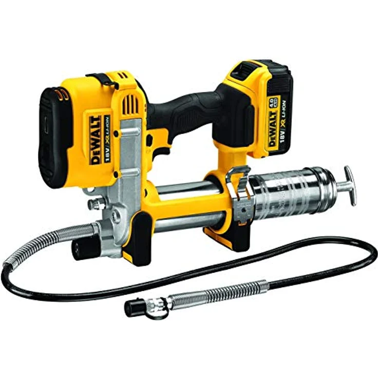 DeWalt 4Ah Akku- - KFZ-Fettpresse (18V, mit Filter, leichtes Befüllen, einfache Handhabung, 1m Schlauch, leuchtstarke LED, hoher Arbeitsdruck) DCGG571M1 – Bild 2