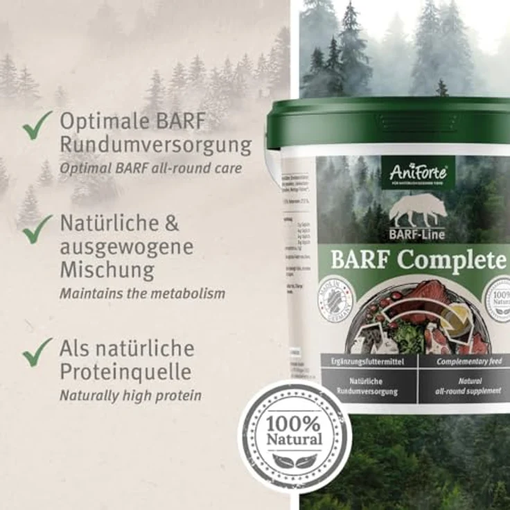 AniForte Barf Complete Pulver für Hunde 1kg - Natürliche Rundumversorgung, Reich an Mineralstoffen & Vitaminen, Ausgewogener Barf Zusatz – Bild 3