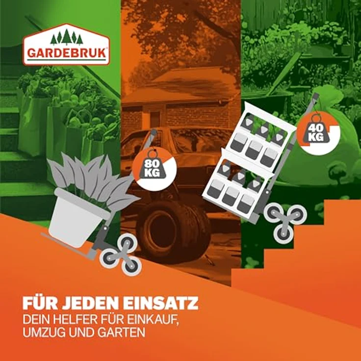 Gardebruk Aluminium Treppenkarre klappbar, 80 kg Tragkraft, inkl. Handschuhe und Expanderseile – Bild 3